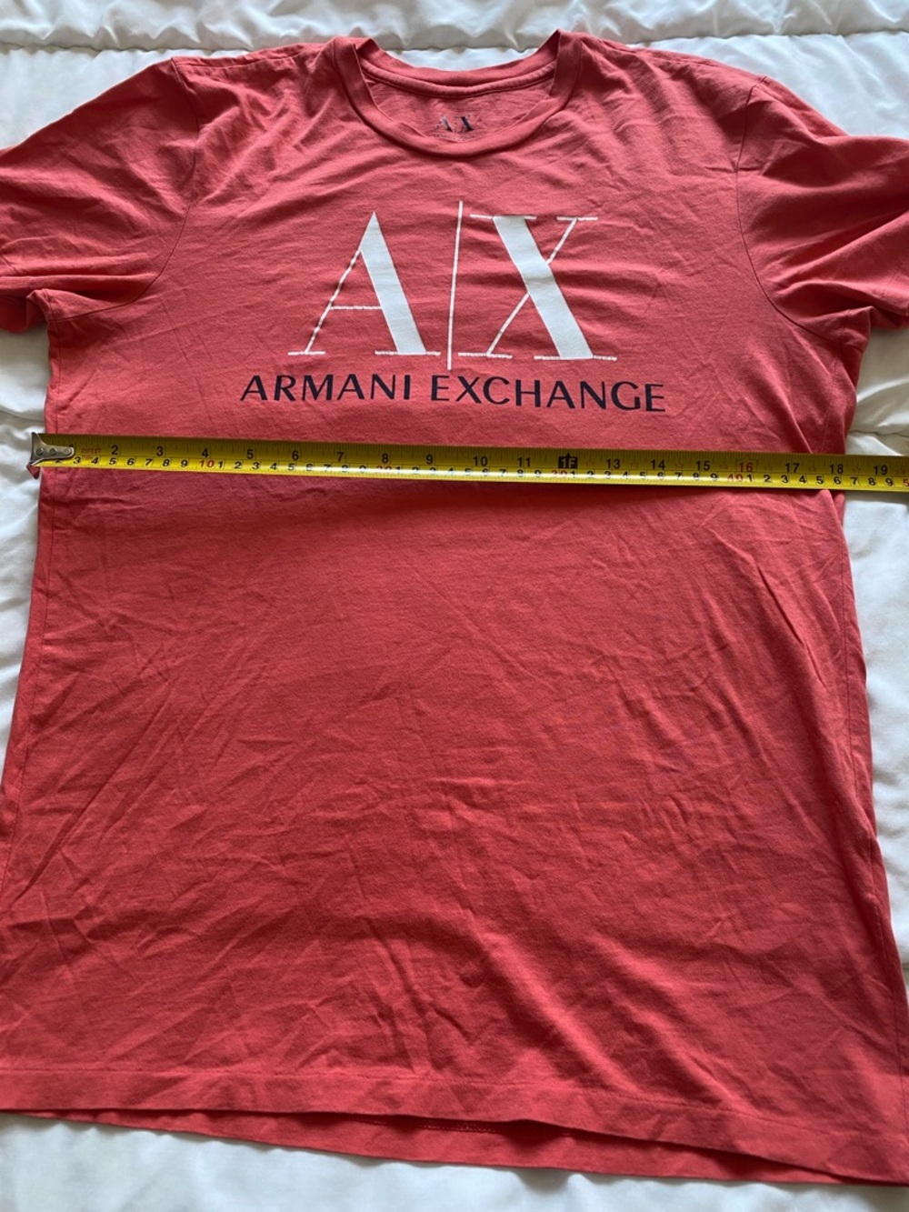 Armani Exchange Coral-Red AX Logo Short Sleeve Tee - Picture 6 of 6